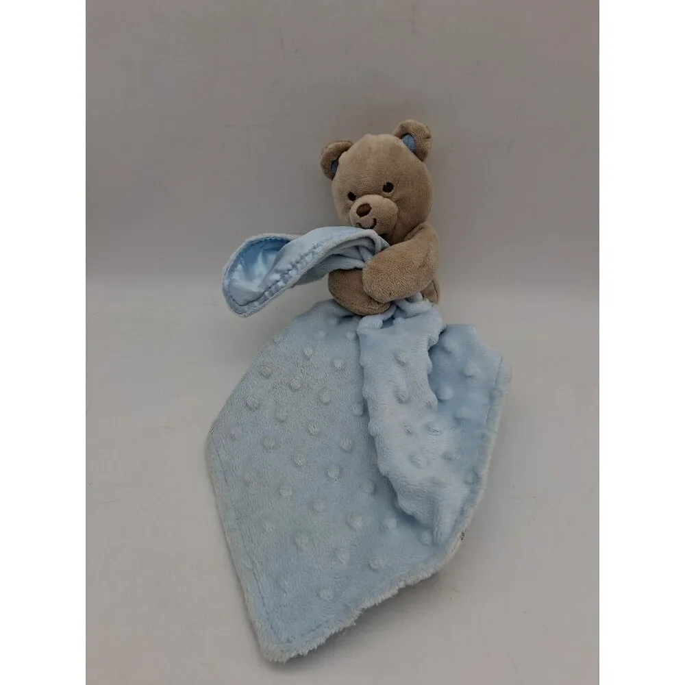 Carters Child of Mine Bear Plush Blue Lovey Minky Dots Rattle Security Blanket - Picture 1 of 7